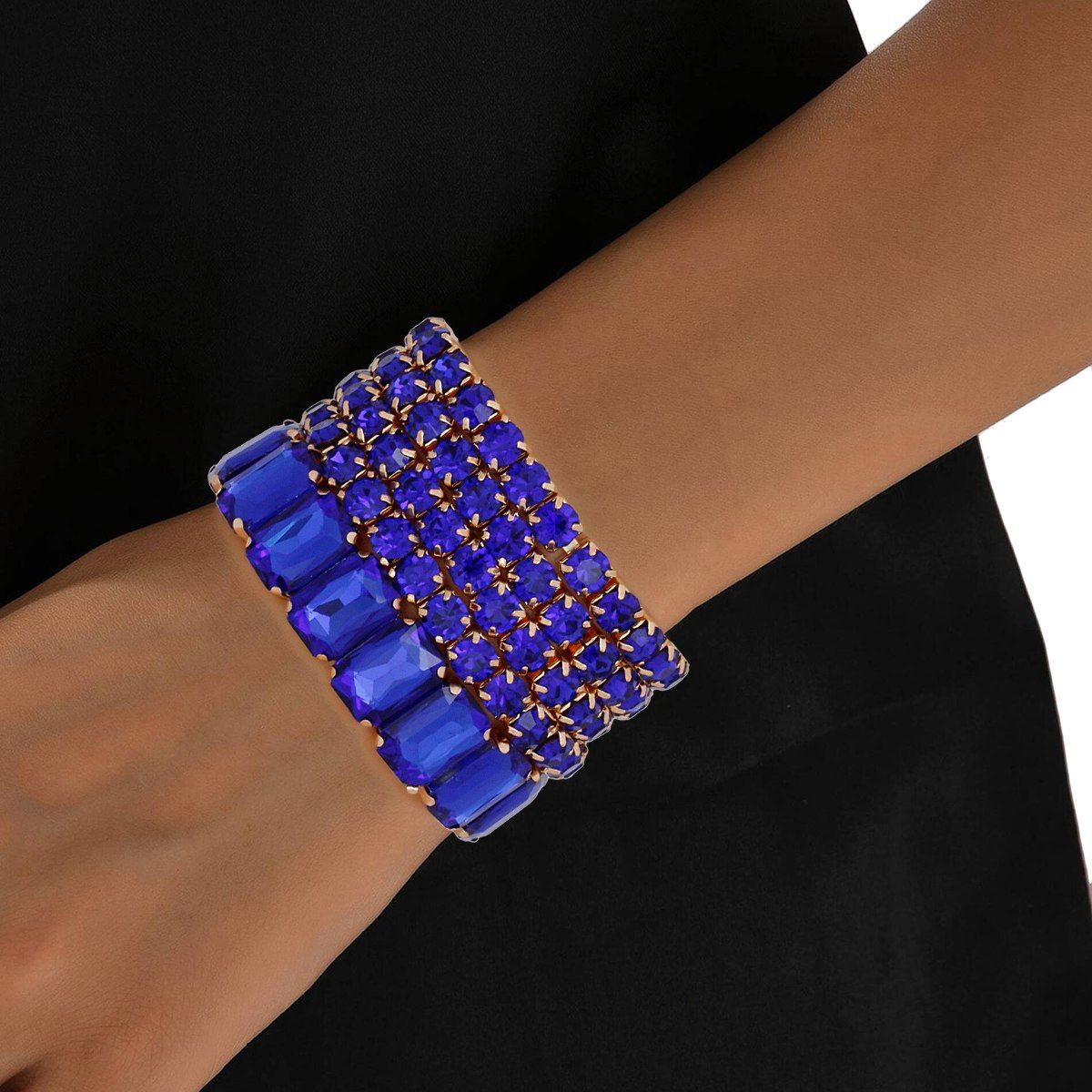 SGRHO Tennis Bracelets Blue Gold Set for Women