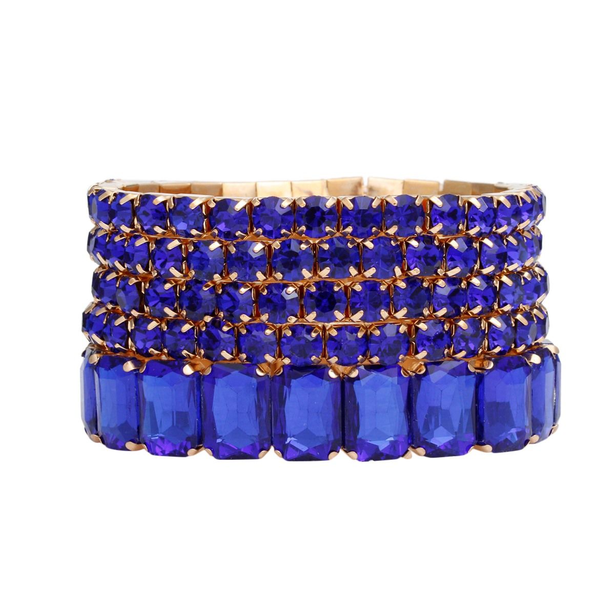 SGRHO Tennis Bracelets Blue Gold Set for Women