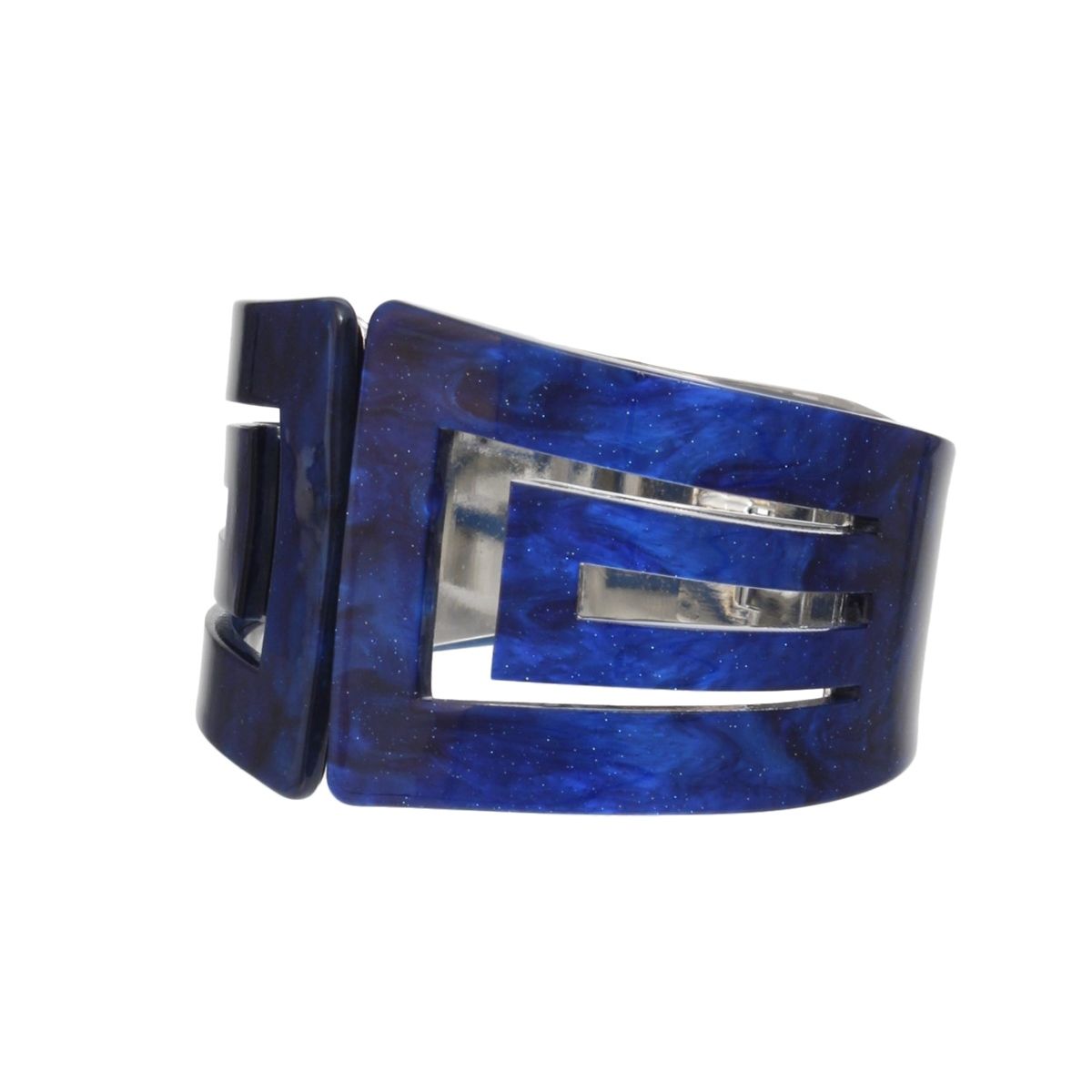 ZPB Sorority Marbled Blue Art Deco Cuff Bracelet