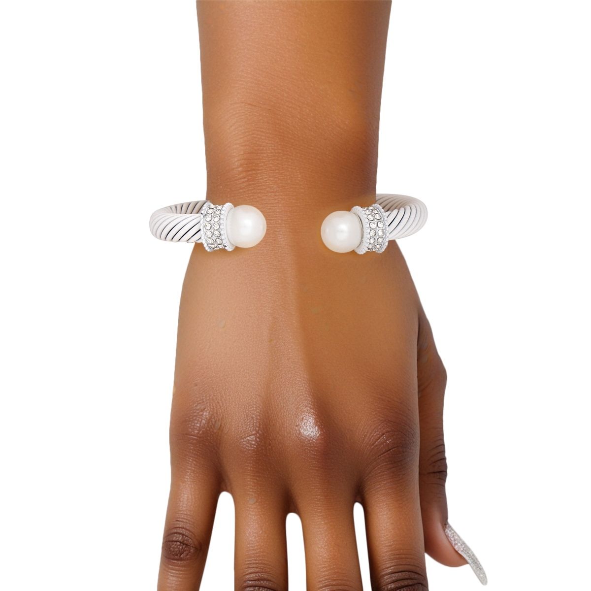 Sorority White Thick Cable Classic Bangle