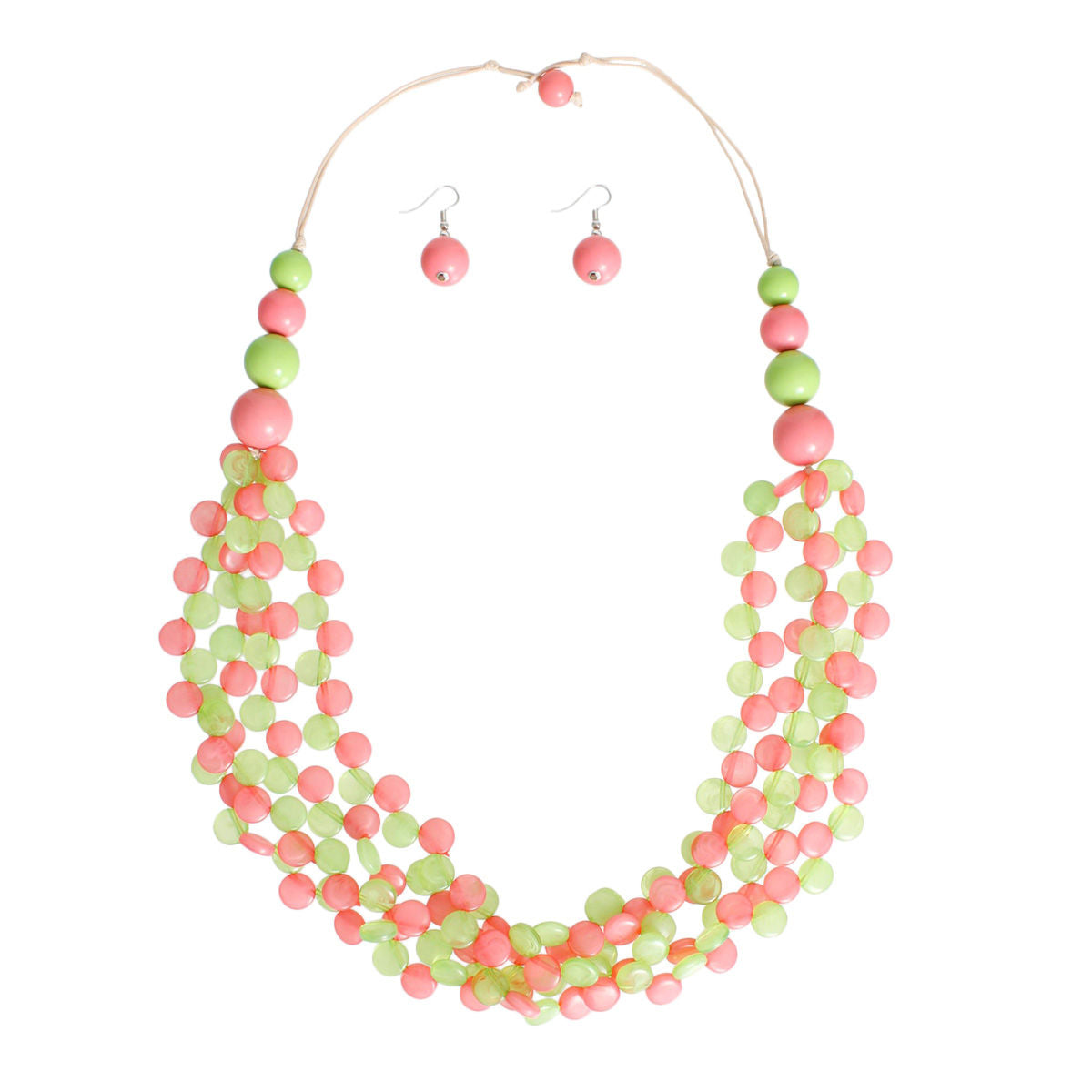 AKA Long Pink Green Marbled Necklace