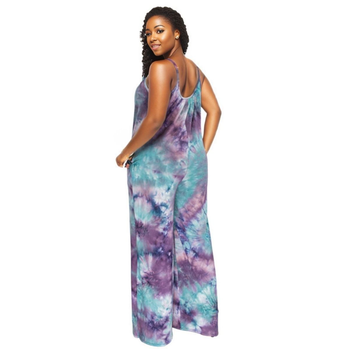 5XL Purple Tie Dye Jumpsuit