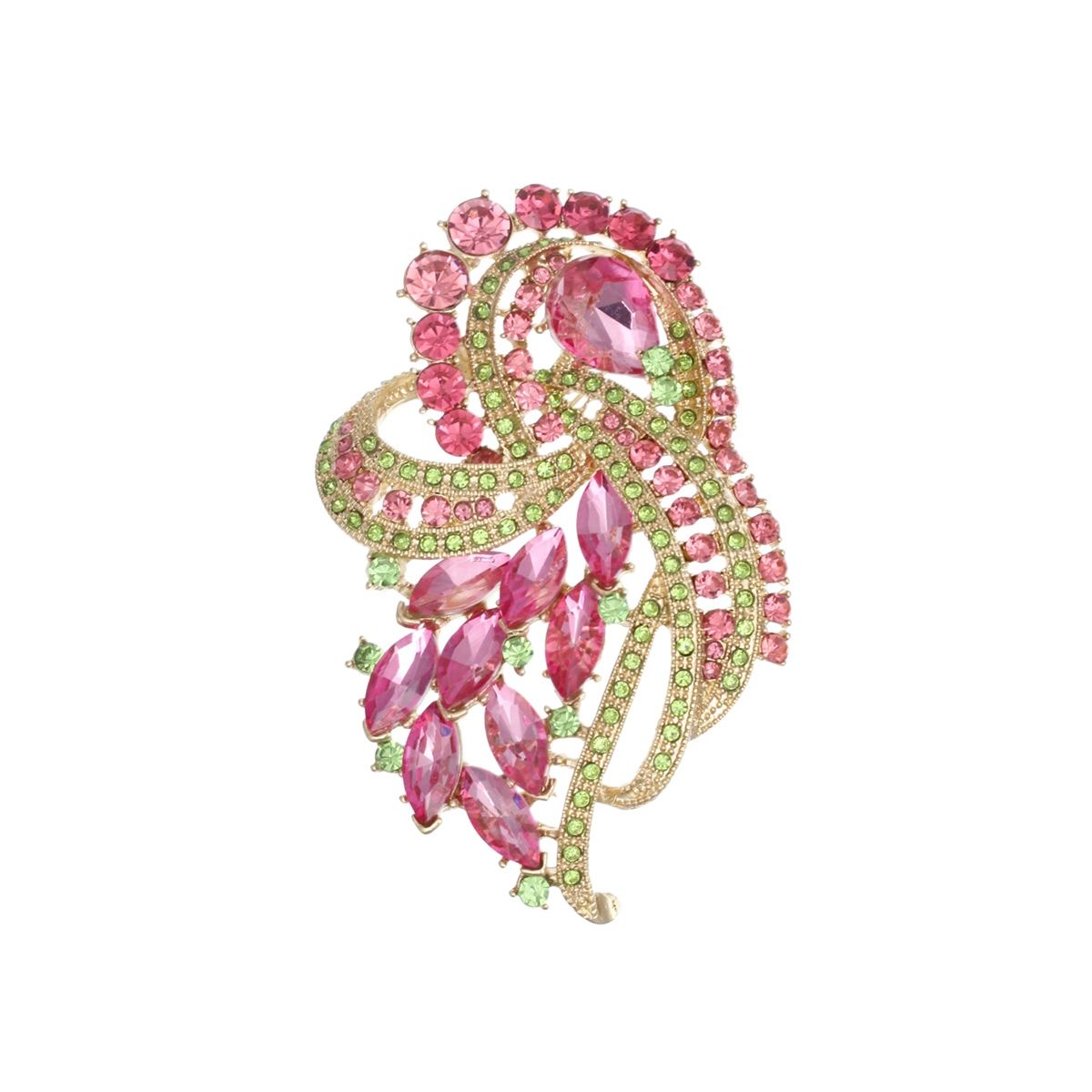 AKA Brilliant Looped Ribbon Pink Green Brooch Pin