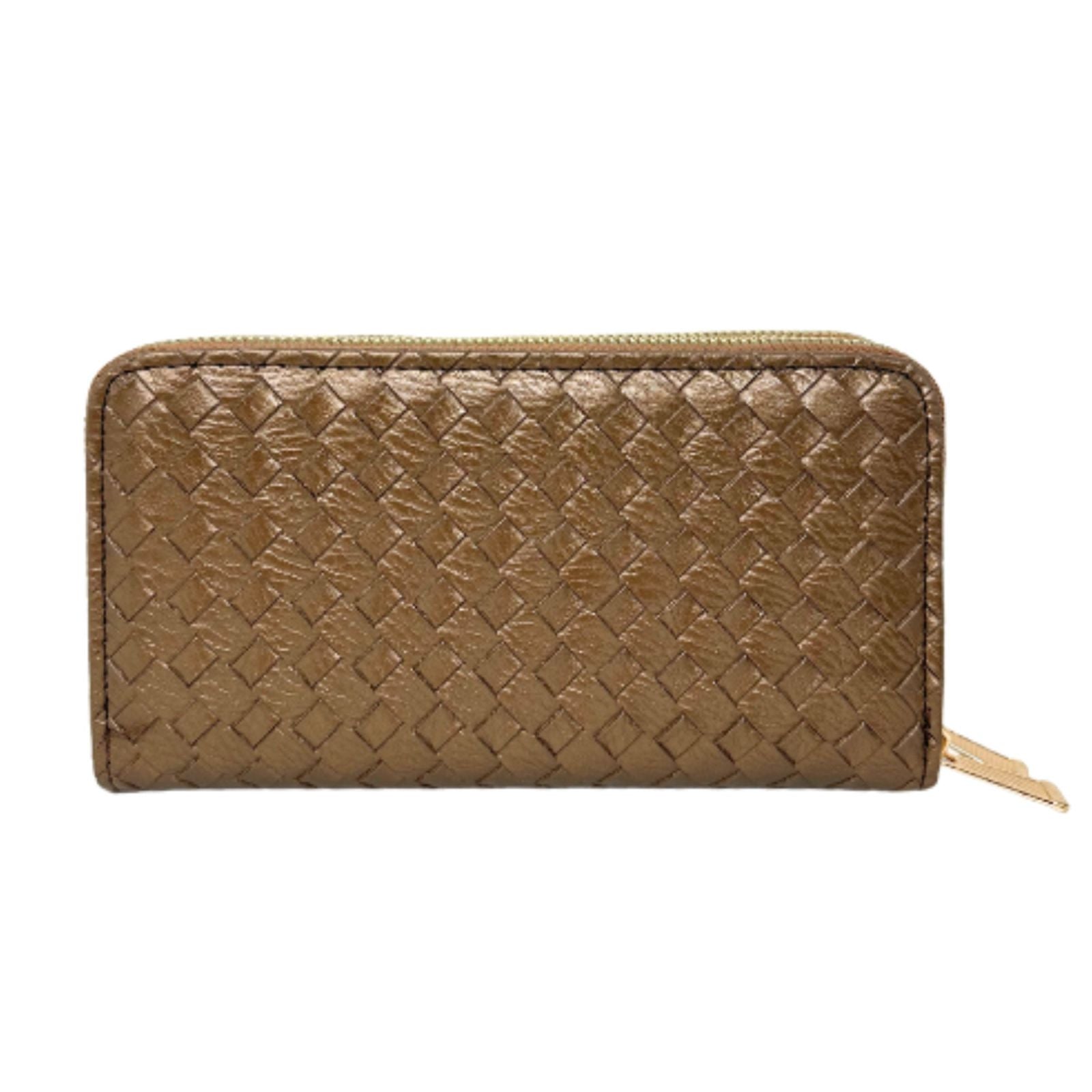 Zipper Wallet Bronze Woven Wristlet for Women