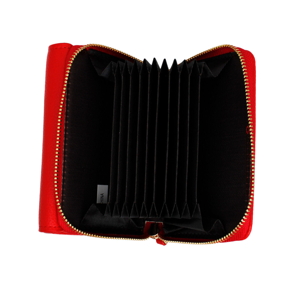 Accordian Wallet Red Snap Cardholder for Women