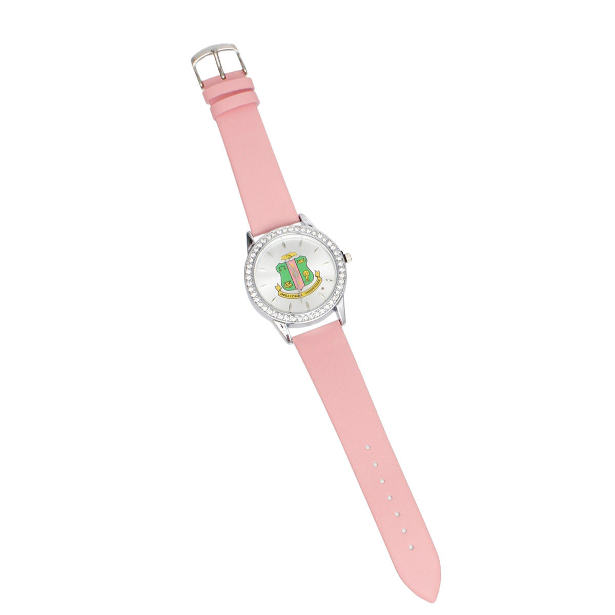 AKA Pink Leather Silver Sun Cut Dial Watch Women