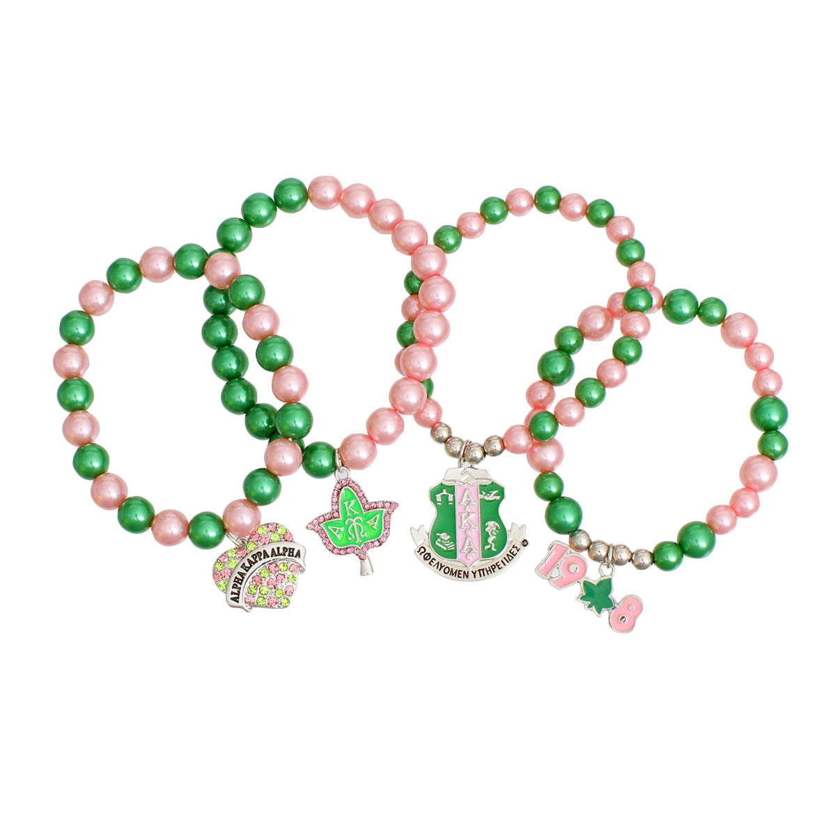 AKA Sorority Pink Green Pearl Bracelets