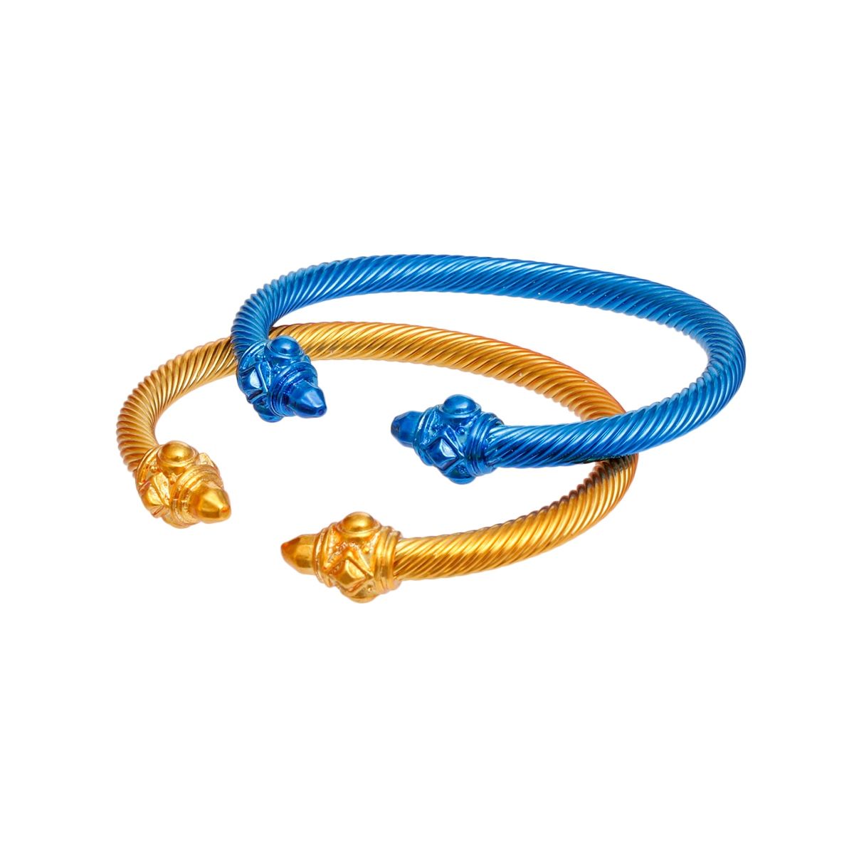 SGRHO Sorority Blue Gold Pointed Cable Bangle Set