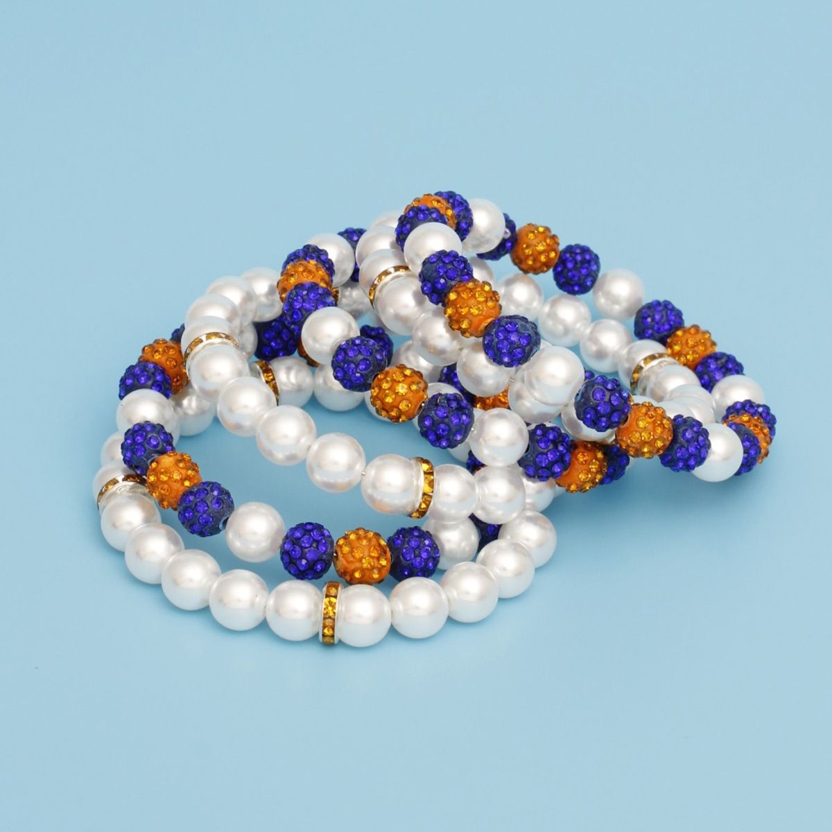 SGRHO White Pearl and Bead Memory Wire Bracelet