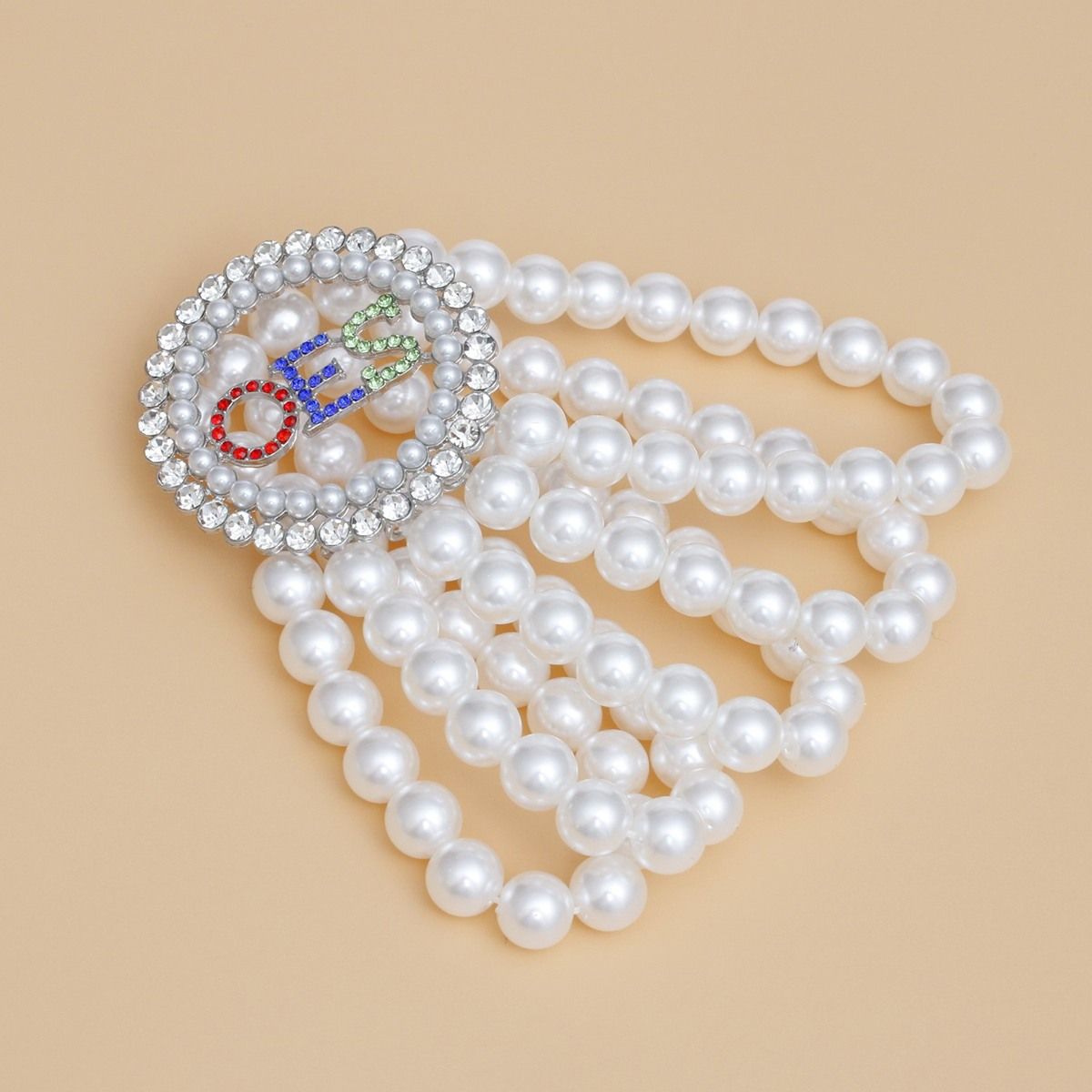 OES Sorority Round White Pearl Bracelet for Women