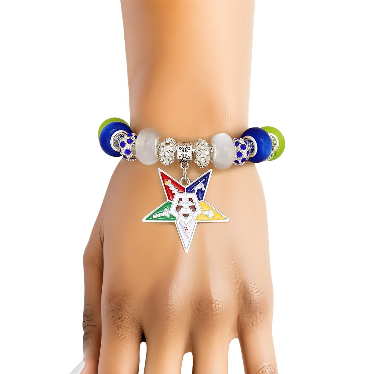 OES Sorority Rondelle Bead Star Charm Bracelet