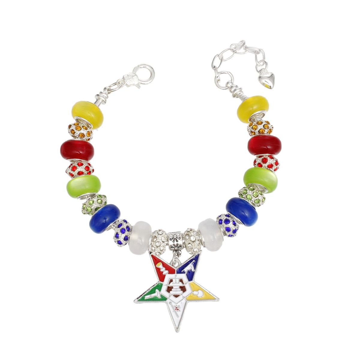 OES Sorority Rondelle Bead Star Charm Bracelet