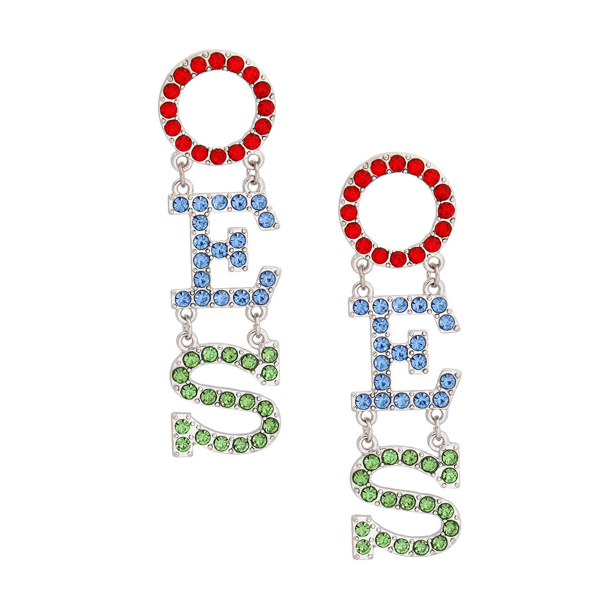 OES Sorority Linked Letter Rhinestone Dangle Studs