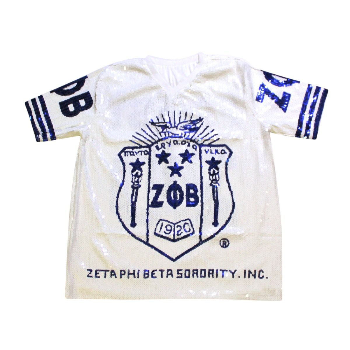 ZPB Sorority White Sequin Jersey Shirt for Women