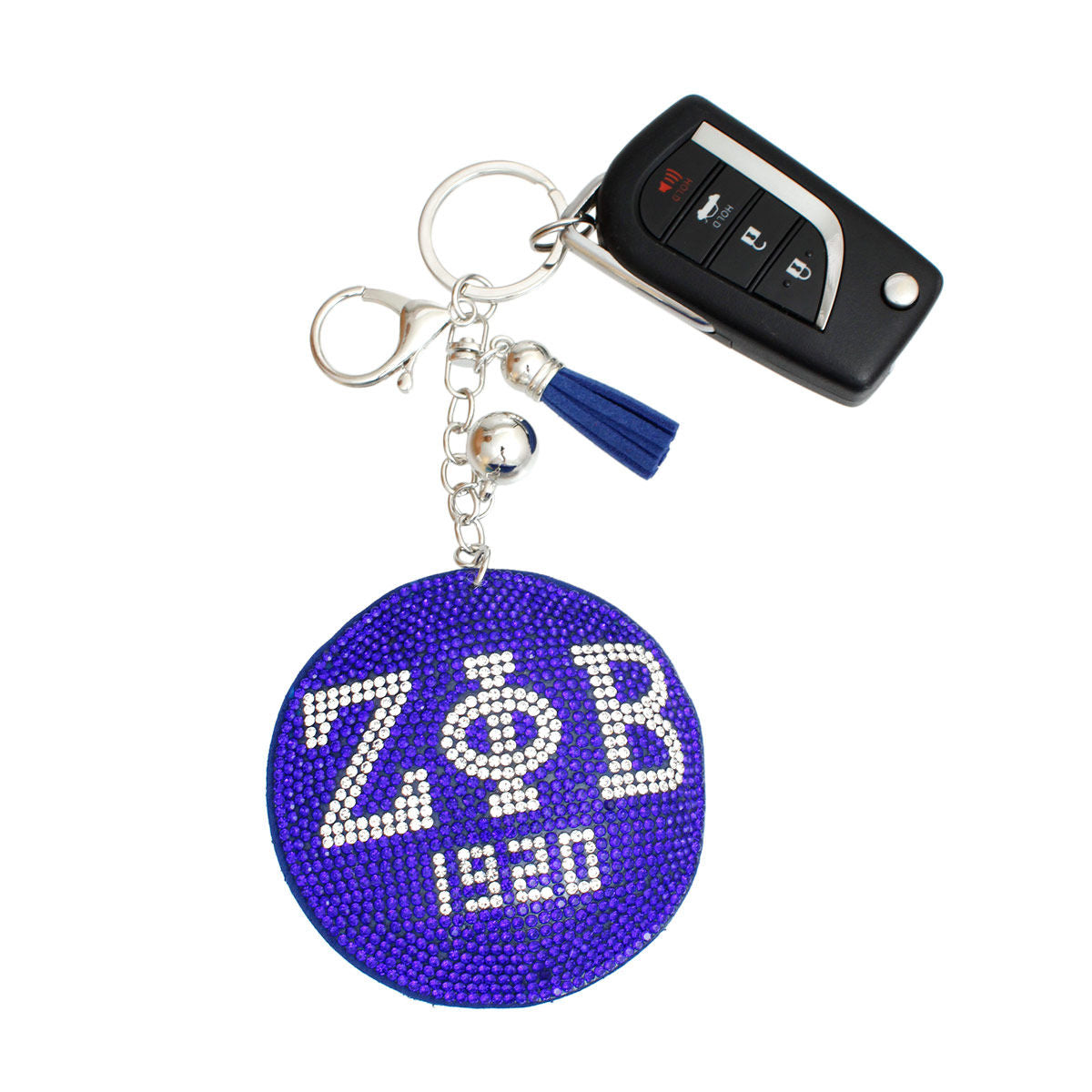 ZPB Sorority Blue Silver Padded Keychain