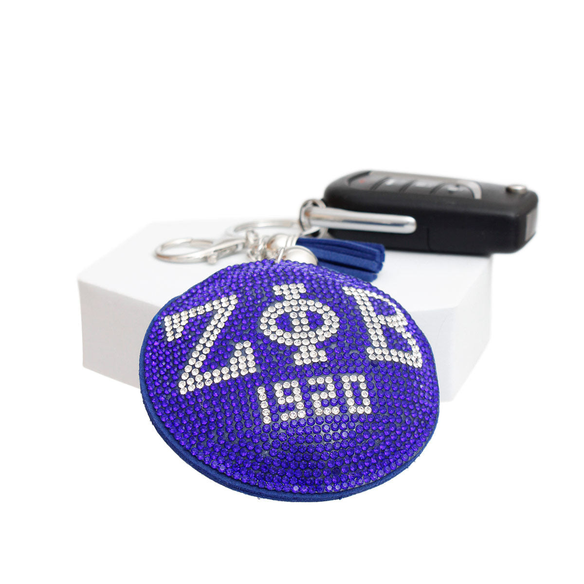 ZPB Sorority Blue Silver Padded Keychain