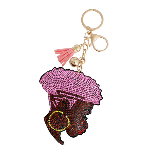 Light Pink Hair Woman Keychain