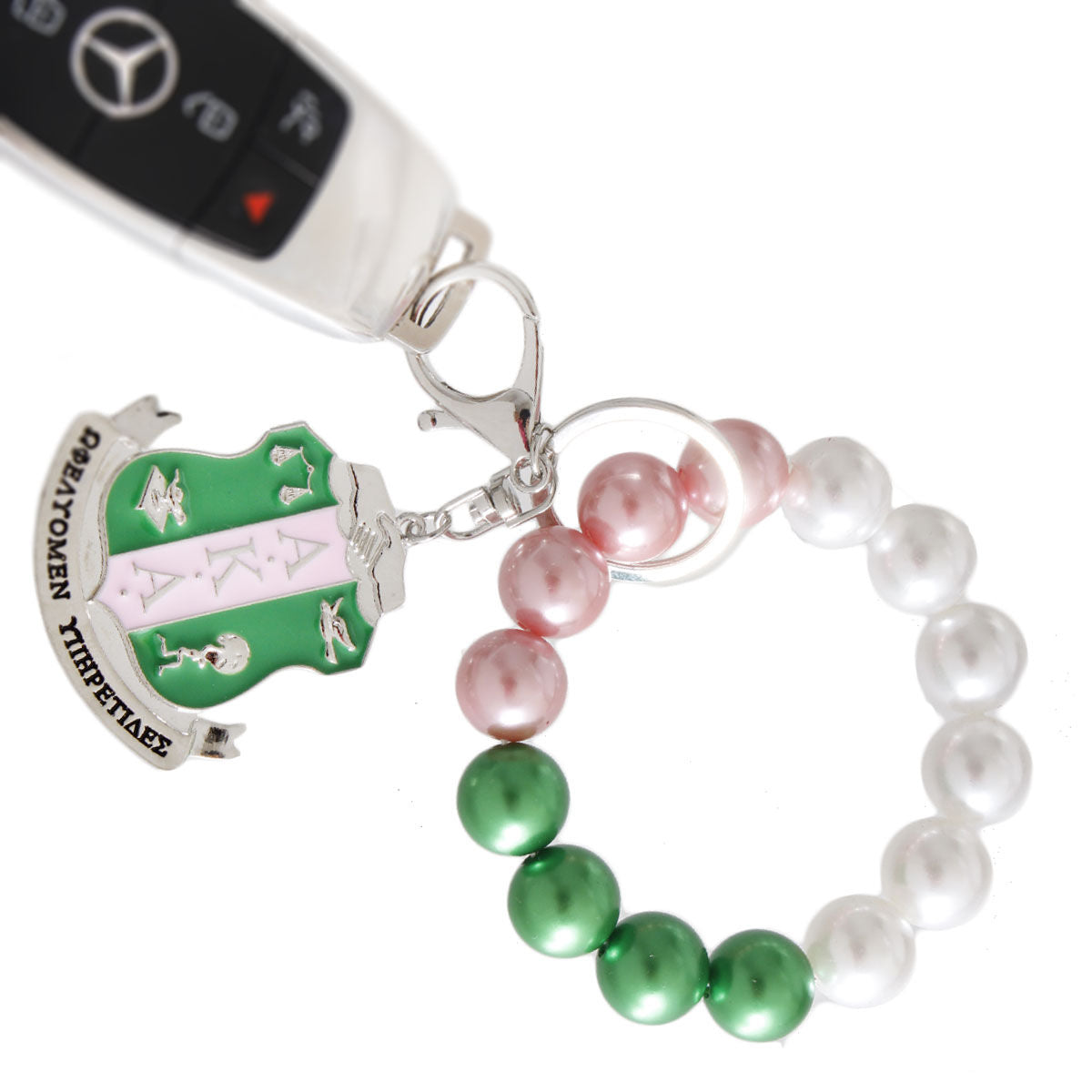 AKA Pink Green Pearl Shield Keychain