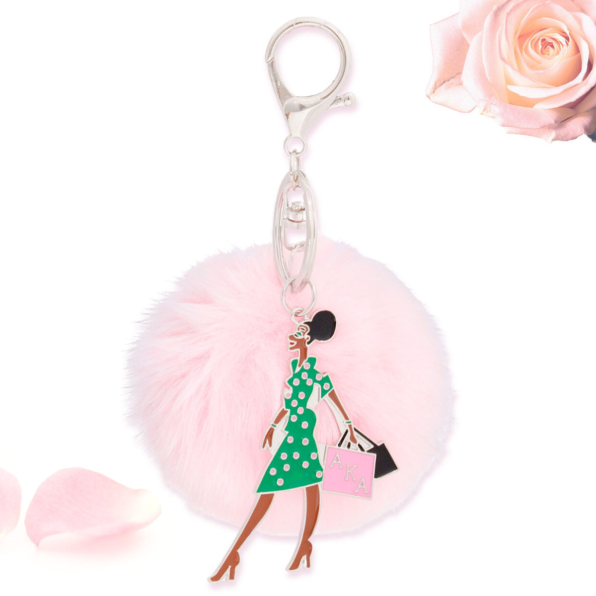 AKA Sorority Glam Gal Pom Pom Keychain Women