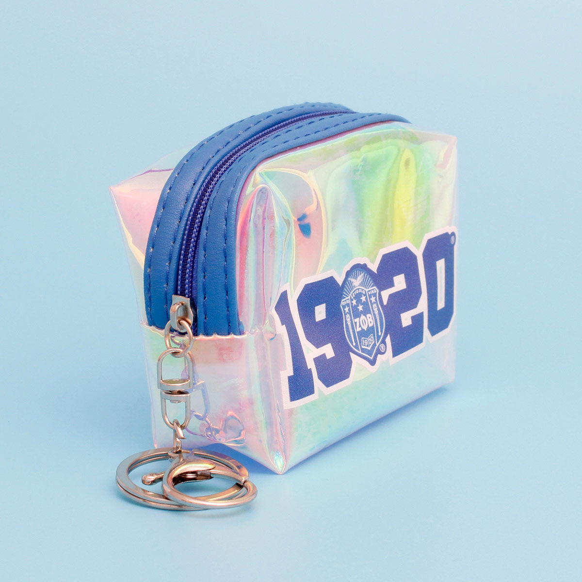 ZPB Sorority Iridescent Zipper Pouch Keychain Clip