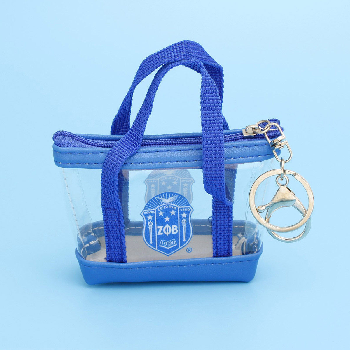 ZPB Sorority Mini Tote Zipper Pouch Keychain Clip