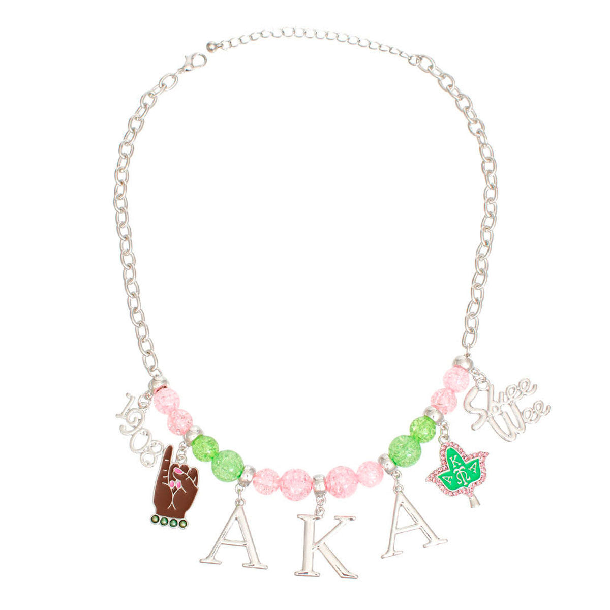 AKA Necklace Pink Green AKA Skee Wee Charms