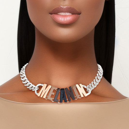 MELANIN Silver Chain Choker