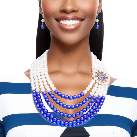 Necklace Mix Blue White Pearl ZPB Set for Women