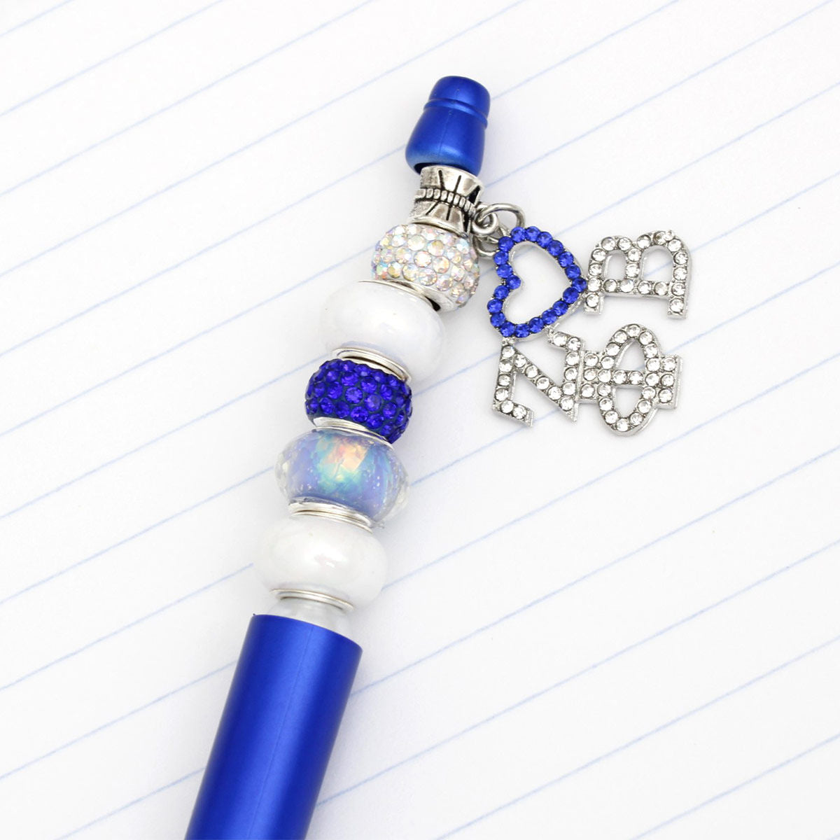 ZPB Sorority Bling Bead and Charm Blue Pen