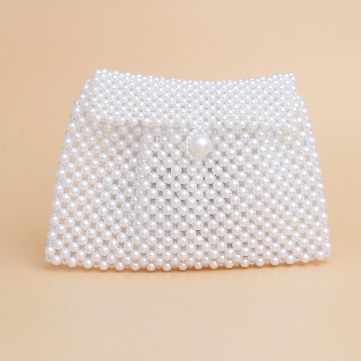 Evening Clutch White Pearl Woven Handmade Flap Bag