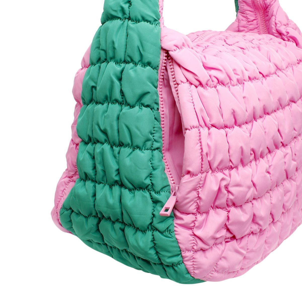 AKA Sorority Large Pink Green Quilted Shoulder Bag