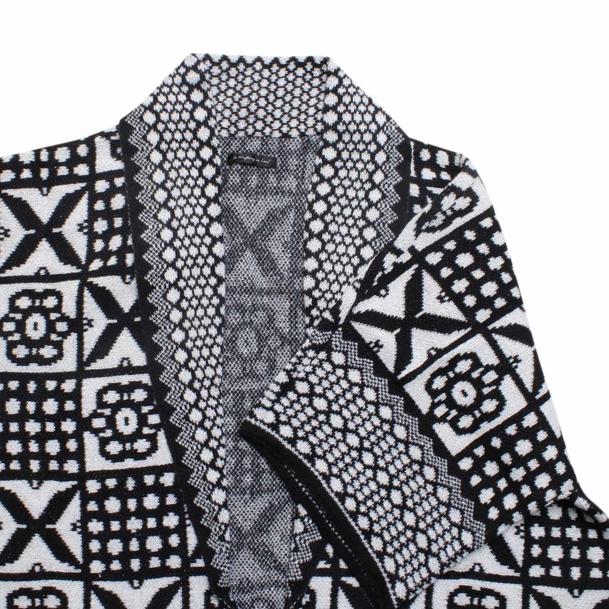 Cardigan Tile Print Knit Black and White for Women