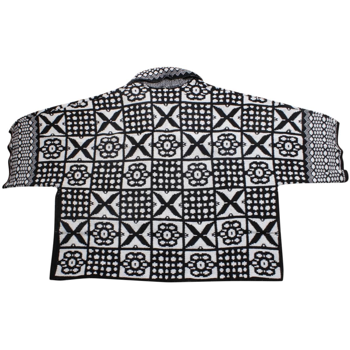 Cardigan Tile Print Knit Black and White for Women