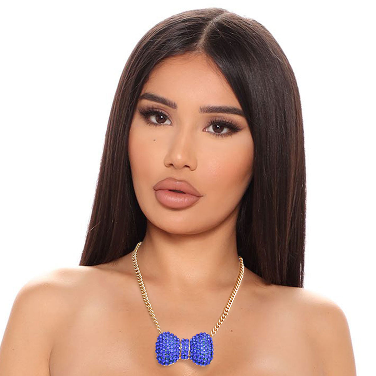 SGRHO Royal Blue Chunky Bow Necklace