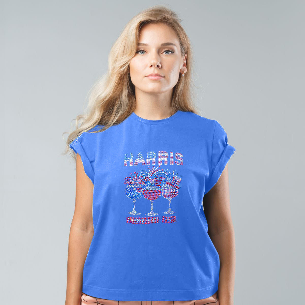 Shirt S Blue HARRIS PRESIDENT Bling for Women