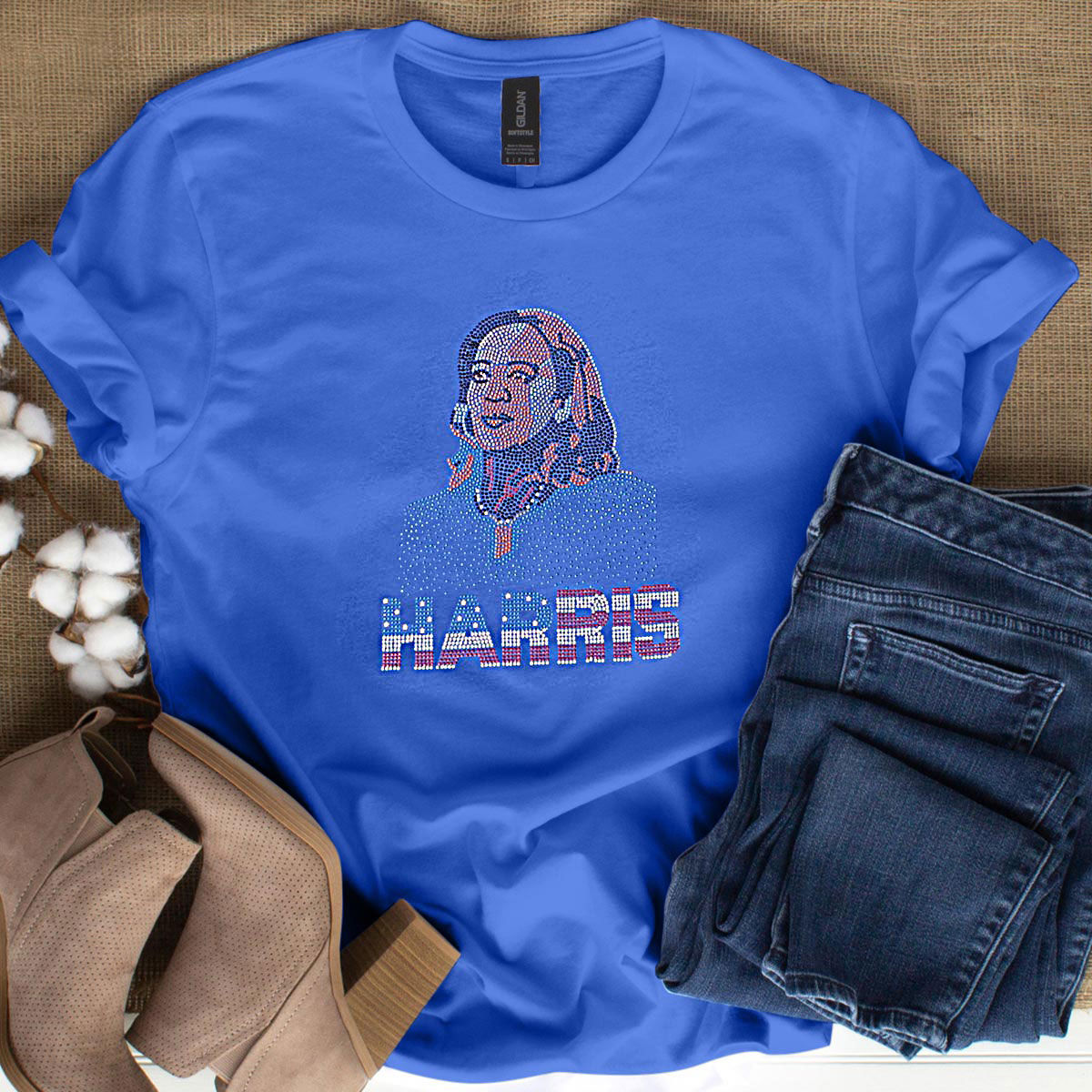 Shirt S Blue HARRIS Face Bling Tee for Women