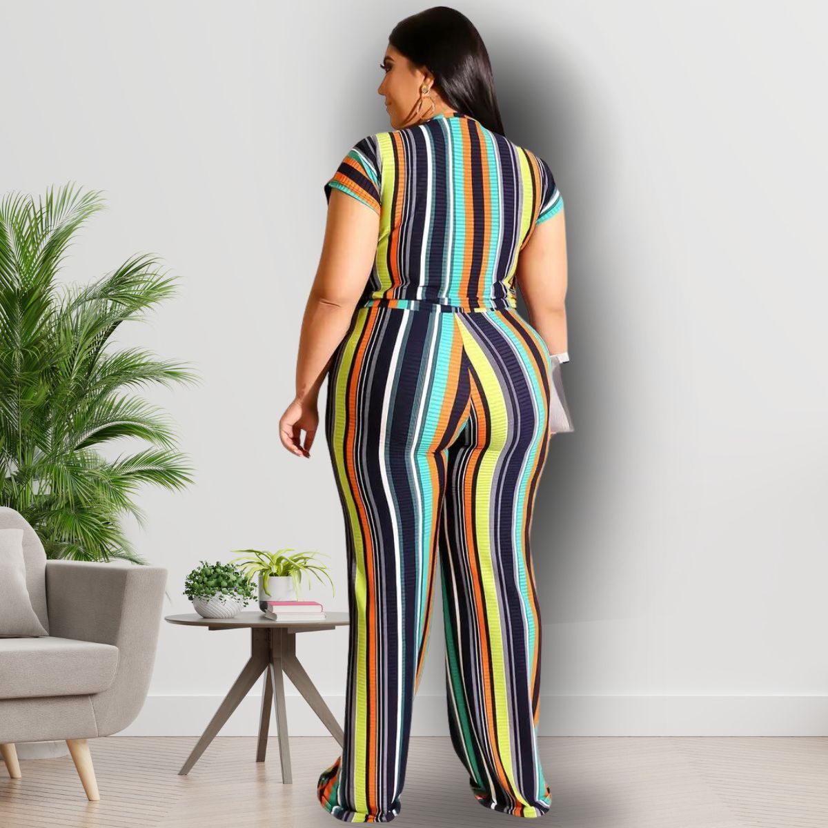 Blue Stripe 3XL Top Pants Set